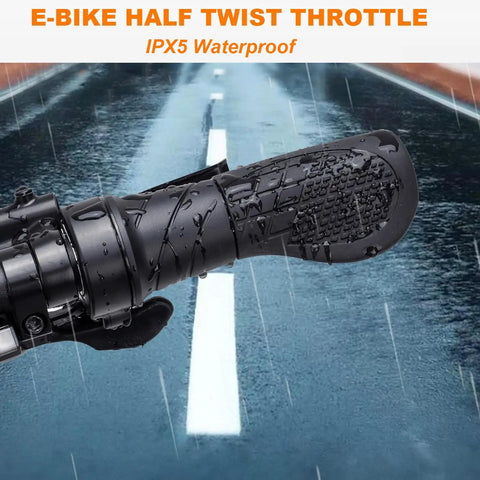 Half Twist Ebike Throttle Grip With Waterproof 3 Pin Plug FT76X For 12V To 72V Motors Built Tough For MTB Conversions Non Slip Rubber Grip With Shock Absorption And Quick Response For E Scooter