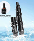 One Pair Solar Branch Y Connector For Parallel Connection Between Solar Panels FMM MFF MC4 Branch Connector in water splash