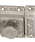 Solid Brass Cabinet Latch With Classic Windsor Twist Design In Brushed Nickel Finish, antique style latch with intricate detail