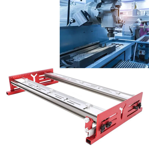 Slab Flattening Router Sled for Woodworking Aluminum Alloy Slab Jig with metal machining setup in background