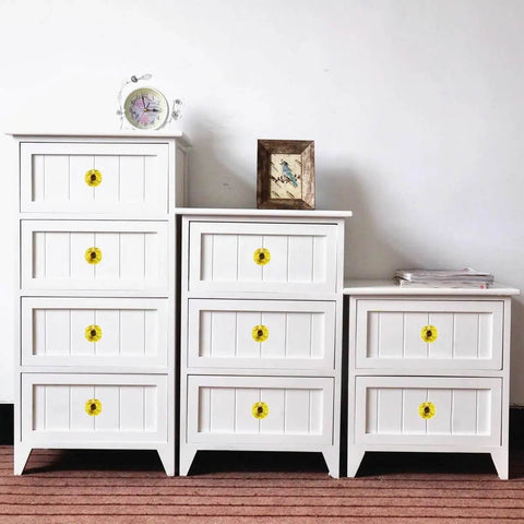 Top Notch Diamond Crystal Glass Cabinet Knobs With Shiny Chrome Base Make Dressers And Kitchen Drawers Look Hella Clean And Sharp Easy Install Hardware Fits Tight And Adds Instant Vibe To Any Room Set Of Ten Smooth Pulls on white dressers with yellow flower knobs.