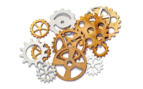 Steampunk Clock Cogs Pack For Model Railway Accessories, Dope Retro Gear Set For OO And HO Tracks with multicolor cogs.