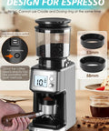 Conical Burr Espresso Grinder With 51mm Stepless Electric Bean Grinder, Pro Grade Grind Settings And Timer, Stainless Steel Mill With Portafilter Holders, Anti Static For Drip And Moka, Rich Aroma And Consistent Extraction.