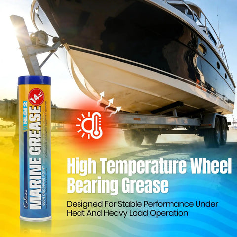 Beefy Marine Wheel Bearing Grease Tube 2 Pack 14 Oz Waterproof High Temperature NLGI 2 Lubricant for boat trailers