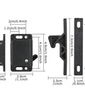 Detailed view of 20 Pack RV Cabinet Door Latches And Drawer Latches 10 Lbs Pull Force dimensions