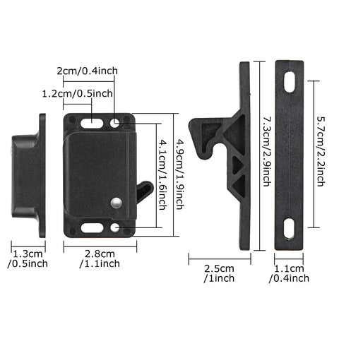 Detailed view of 20 Pack RV Cabinet Door Latches And Drawer Latches 10 Lbs Pull Force dimensions
