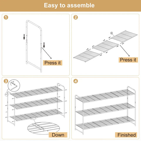 Level Up Your Space With This Heavy Duty Three Tier Shoe Rack Built Tough Metal Organizer Wide Stackable Storage Shelf In Crisp White Hits Different For Closets And Bedrooms