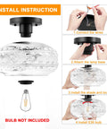 Installation instructions for Semi Flush Mount Ceiling Light Fixture In Brushed Nickel With Globe Glass Shade, bulb not included