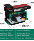 Image of Shop Grade 550W Desktop Belt Sander featuring rock solid cast iron base and adjustable workbench dimensions.