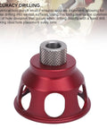 Heavy Duty Aluminum Vertical Hole Punch Locator For Fine Woodworking, Precision Straight Angle Drilling Jig in red with steel sleeve.