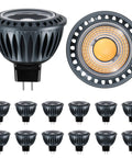 MR16 LED Light Bulbs 12 Pack Delivers A Straight Up Bright 2700K Warm White Glow With 450 Lumens And Completely Smooth Dimmable Action On A Secure GU5.3 Bi Pin Base built with heavy duty aluminum.