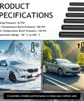 Image showing six piece five foot silicone vacuum hose kit for cars and SUVs with clamps, highlighting temperature and pressure specs.