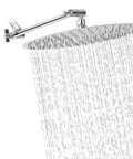 12 Inch Rainfall Shower Head With 11 Inch Brass Adjustable Arm High Pressure Stainless Steel Chrome Finish Ultra Thin Design