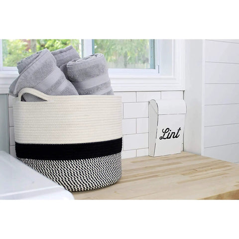 Vintage Shabby Chic Enamel Lint Bin With Magnetic Back For Dryer Or Washer Mount, Distressed White Laundry Room Decor