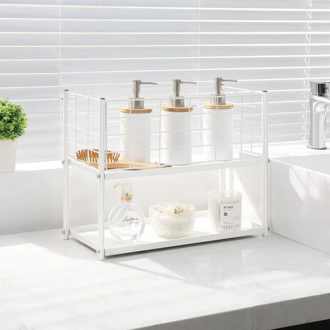 Slim 4 Tier Metal Rolling Cart With Wheels Space Saver For Narrow Spaces, Mobile Shelving Unit, white shelf on countertop