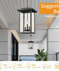 Outdoor Pendant Light Exterior Hanging Lantern In Matte Black With Clear Seeded Glass Large Porch Light on modern porch