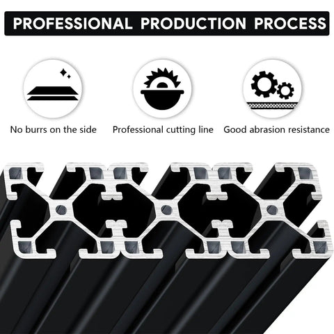 Black T Slot 4040 Aluminum Extrusion Kit 10 Pieces Each 39.4 Inches Long Heavy Duty Anodized Aluminum Profile showing cut end