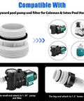 40Mm To 1-1/2 Inch Or 1-1/4 Inch Pool Hose Adapter Kit For Above Ground Filters Converts 40Mm Hose To Standard 1-1/4 Or 1-1/2 Inch Ports