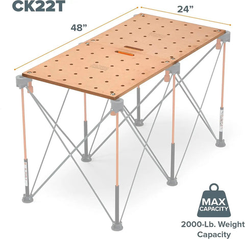 Centipede Work Stand Table Top For Portable Workbench 24 By 48 Inches With Wood Top 20mm Dog Holes And 6 Quick Twist Lock Handles