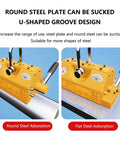 Pro Grade Permanent Lifting Magnet With Smooth Release Lever for Heavy Duty Steel Plate Handling, U-shaped groove design for steel.