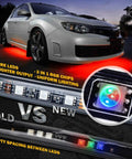 Dope Underglow LED Light Kit For Cars 4 Pieces RGB Neon Underside Lights installed on car showing bright red glow and LED details