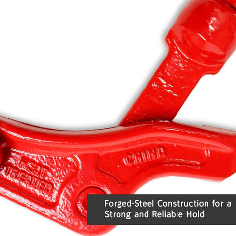 Close-up of forged steel handle on Beefy Heavy Duty Chain Binders 5 Sixteenth To 3 Eighth Inch Set Pack Of 2 with 5400 lbs working load limit.