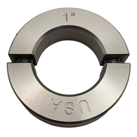 Premium 303 Stainless Steel Split Shaft Collar, 1.0 Inch Bore, two piece clamping design, heavy duty industrial hardware.