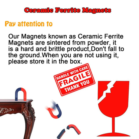 Educational Magnetic Kit For STEM Experiments With Bar Ring Horseshoe And Compass Magnets High Quality Ceramic Ferrite Magnets caution sign