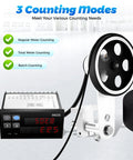 Grab The Exact Measurements You Need With This Slick Digital Length Counter Featuring Dual Relays For Smooth Cable Tracking In Feet Or Meters A Smart Pick For Heavy Duty Textile And Industrial Shops, showing counter and rubber wheel.