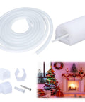 16.5 Ft Silicone LED Channel With Diffuser IP67 Waterproof showing rolled silicone strip, end caps, and festive lighting application