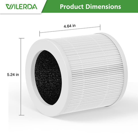 Two Pack A1 Replacement Filter For Popular Air Purifiers, 3 Stage HEPA Filter System With Pre Filter, product dimensions