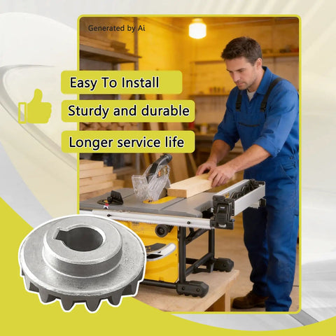 Person using table saw with 2 Pcs 5140061-65 Table Saw Bevel Gear Replacement Kit Fits DWE7480 DWE7490 DWE7491 DWE7499GD DCS7485B DW745