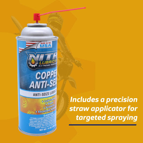 Copper Anti Seize Spray For Nuts Bolts Studs Bearings And Slides, Heavy Duty High Temp 14 Oz can with straw applicator