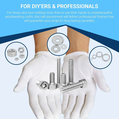 All In One Metric Screw Kit With M2 M3 M4 M5 Bolts, Nuts, Lock Washers And Flat Washers, 304 Stainless Steel Hex Socket Head Cap Screws