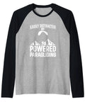 Powered Paragliding Raglan Baseball Tee With Easily Distracted By Powered Paragliding Quote, black sleeves, grey body