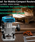 Built Tough Aluminum Plunge Router Base Bracket Replacement For Compact Palm Routers, shown installed on a Makita Compact Router.