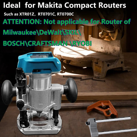 Built Tough Aluminum Plunge Router Base Bracket Replacement For Compact Palm Routers, shown installed on a Makita Compact Router.