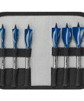Six Piece Nail Killer Wood Boring Bit Set With Reinforced Reamer Cutting Edges in a storage pouch