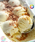 Scoops of vanilla ice cream in a dish with crunchy toppings, showcasing differences in CRI for color clarity.