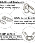Beefy 30 Pack Quick Link Chain Five Sixteenth Inch Locking Carabiner Links with safety screw locking and smooth zinc plated surface.