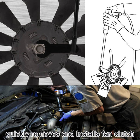 Eight Piece Pneumatic Fan Clutch Wrench Set With 43300 Removal Tool Kit for Ford GM Chrysler Jeep auto repair in use
