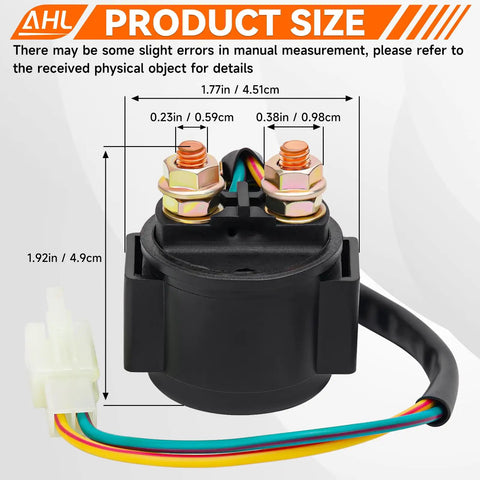 Dimensions of Starter Solenoid Relay for 4 Stroke GY6 Engine 50cc To 250cc ATV Dirt Bike Scooter Go Kart Quad Moped Replacement Part.
