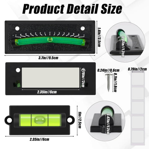 Beast Grade Rv Bubble Leveling Kit With Four Black Abs Self Adhesive Gauges Featuring High Visibility Green Fluid And No Fuss Negative Seven To Positive Seven Degree Scales For Road Ready Camper Trailer Snap Wall Setup