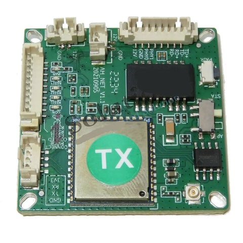 Ultra Long Range HaLow WiFi Module 802.11AH for UAV drones, featuring green circuit board with various electronic components.