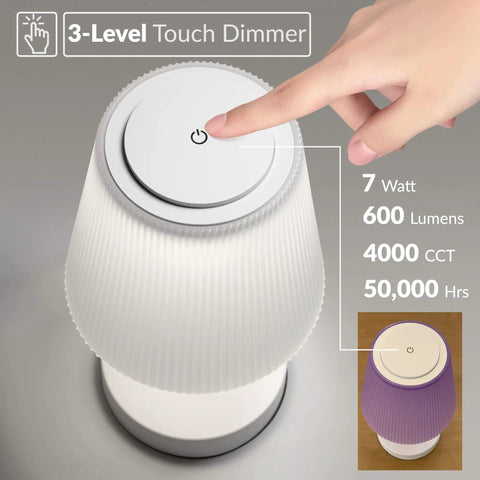 Purple Kids Table Lamp For Bedrooms And Nurseries With USB Charging Port Cute Bedside Nightstand Light 3 Level Touch Dimmer.