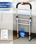 Senior Safe Bed Rails For Seniors With ASTM Approved, 400Lb AntiWobble Support, adjustable feet and non slip handle in use, Model GL04