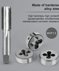 Heavy Duty Metric Tap and Die Set M2 to M18 With Case and Full Accessories, Pro Grade Cutting for External and Internal Threads, 45 Steel Construction for Durability, Ideal For Home Shop and Pro Use shown in detailed close-up view.