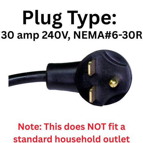 Heavy Hitter Electric Forced Air Shop Heater Blasts 5000 Watts Of Tough Warmth Straight Into Your Garage Or Jobsite showing 30 amp 240V plug type.