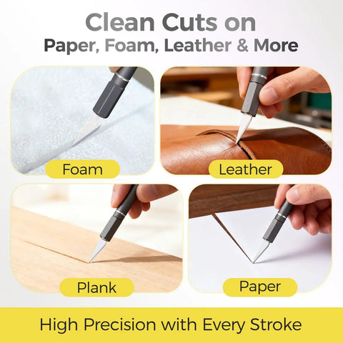 12 Piece Precision Craft Knife Set With Preloaded Aluminum Handle And 10 Size 11 Hobby Blades Plus Storage Case cutting foam leather wood paper