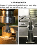 Beefy Built T Slot End Mill cutting a workpiece, showcasing 25mm cutting diameter, 12mm shank, 6 flutes for stainless steel machining
